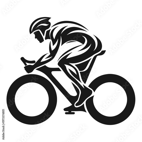 Fotografía Professional cyclist silhouette vector, dynamic road bike racing athlete icon, b