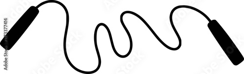 Black Silhouette of a Skipping Rope with Wavy Cord a White Background jump exercise