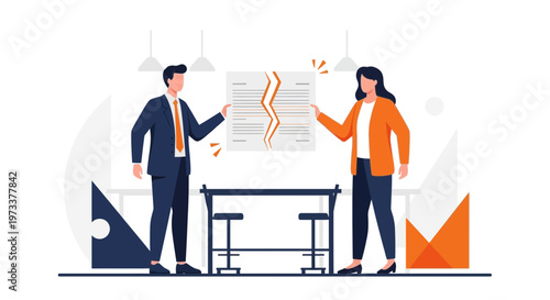 Couple Tearing Apart Contract Document During Dispute