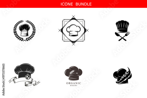 Icone bundle culinary and organic bakery design elements collection