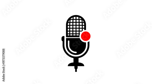 Vintage Microphone Recording Indicator Icon Isolated White Background