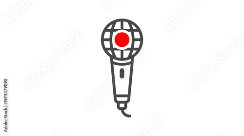 Wired Microphone Recording Indicator Global Broadcasting Icon Isolated White Background