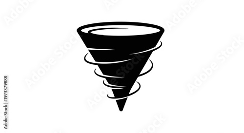 Black Tornado Weather Storm Symbol Icon.