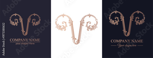 Logo monogram letter V in refined ornamental style. Clean elegant logotype for personal brand, business and corporate identity.