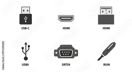 Computer cable and connector types.