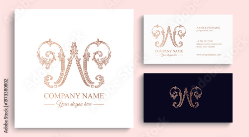 Logo monogram letter W in refined ornamental style. Clean elegant logotype for personal brand, business and corporate identity.