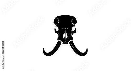 Black silhouette of a bull skull.