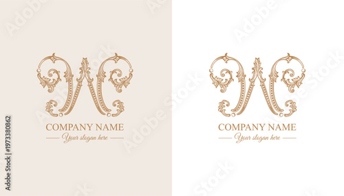 Logo monogram letter W in refined ornamental style. Clean elegant logotype for personal brand, business and corporate identity.
