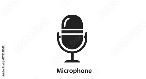 Black Microphone Icon Isolated On White.