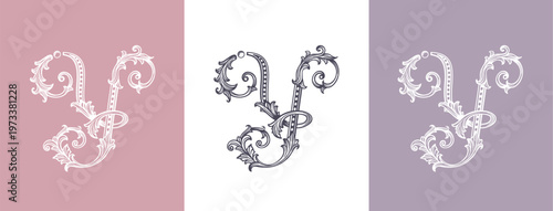 Logo monogram letter Y in refined ornamental style. Clean elegant logotype for personal brand, business and corporate identity.