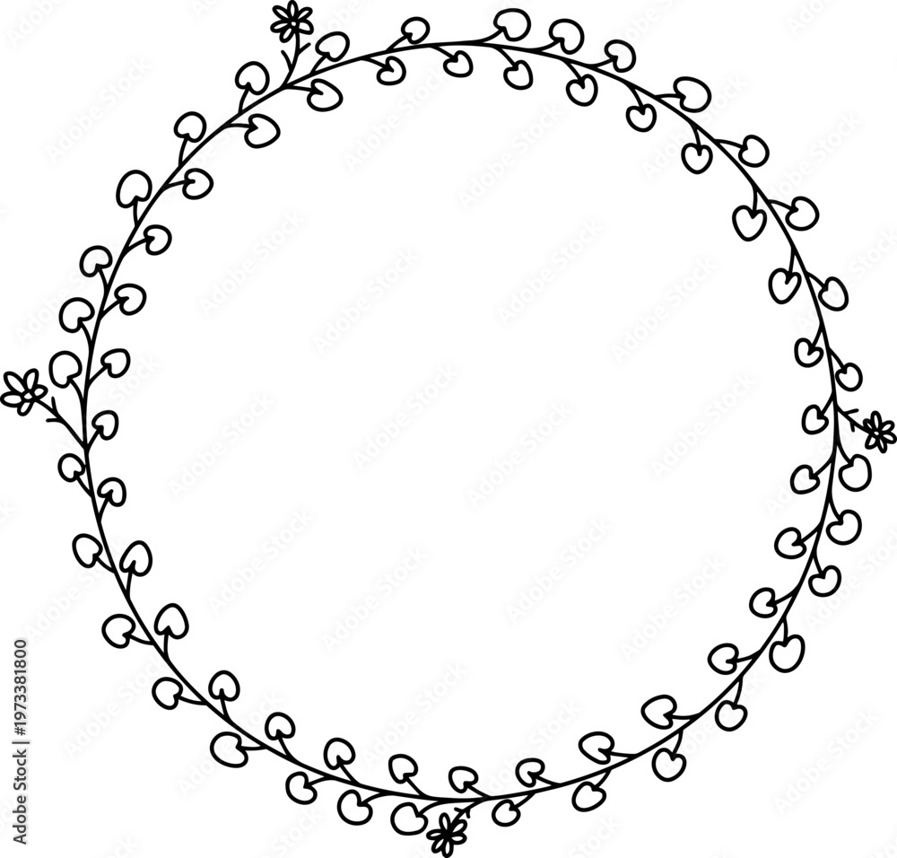 Fototapeta premium Elegant Floral Wreath Vector Frame Design Element. Hand-Drawn Botanical Border for Wedding Invitations, Logos, Branding, and Stationery.