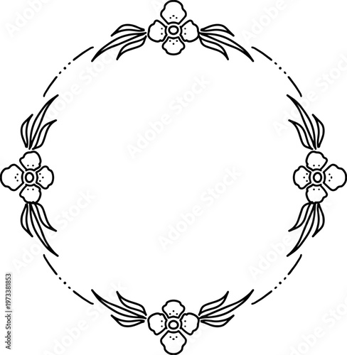 Elegant Floral Wreath Vector Frame Design Element. Hand-Drawn Botanical Border for Wedding Invitations, Logos, Branding, and Stationery.