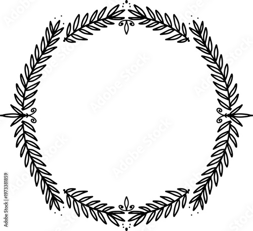 Elegant Floral Wreath Vector Frame Design Element. Hand-Drawn Botanical Border for Wedding Invitations, Logos, Branding, and Stationery.