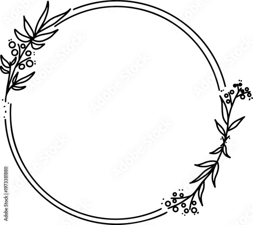 Elegant Floral Wreath Vector Frame Design Element. Hand-Drawn Botanical Border for Wedding Invitations, Logos, Branding, and Stationery.