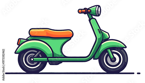 Classic green scooter parked in minimal style representing urban personal transport mobility solution vector