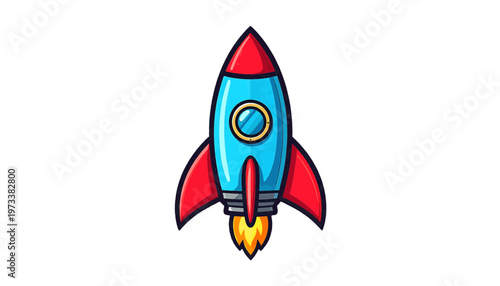 Rocket launching upward representing space travel exploration and startup growth concept icon vector