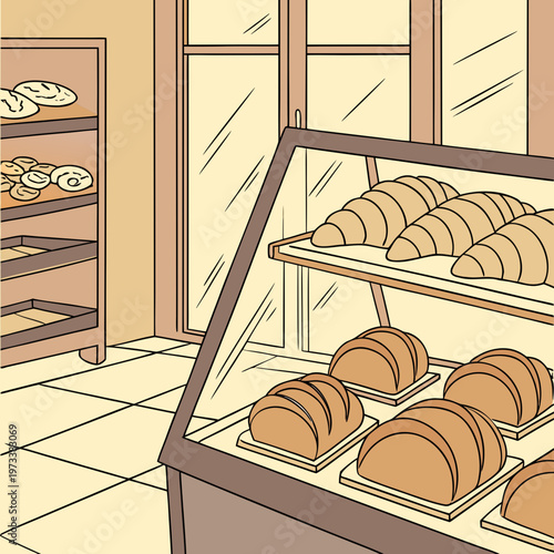 A display case filled with various types of bread