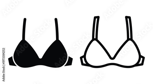Cuadro en lienzo Two black and white lingerie illustrations showing a bra a distinct silhouette