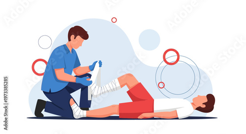 First Aid for Injured Leg: Bandaging a Broken Bone with Medical Wrap