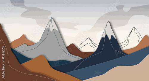 Mountain Range Landscape Illustration.