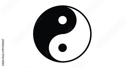 Classic yin and yang symbol displayed in a striking black and white silhouette