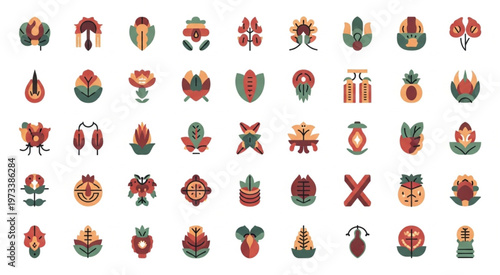 Collection of colorful abstract floral designs with intricate details and unique shapes.