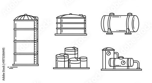 Industrial storage tanks and containers for various applications in manufacturing.
