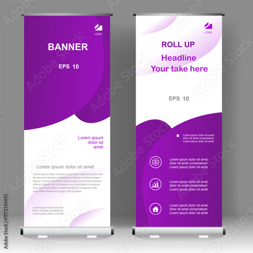 Business Roll up banner abstract template design, for brochure, business, flyer, infographics. modern x-banner and flag-banner advertising. vector illustration