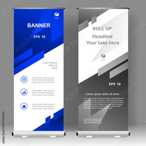 Business Roll up banner vertical template design, for brochure, business, flyer, infographics. modern x-banner and flag-banner advertising. vector illustration