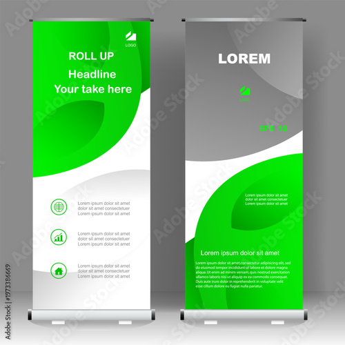 Roll up banner abstract template design, for brochure, business, flyer, infographics. modern x-banner and flag-banner advertising. vector illustration
