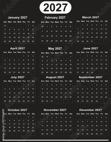 2027 year calendar a comprehensive overview of months and dates