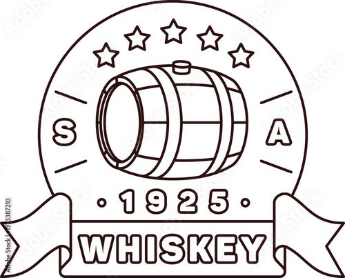 Vintage whiskey barrel logo with 1925 and star accents