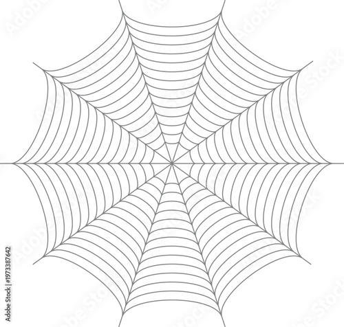 A black spider web vector illustration features a macro cobweb pattern with dew drops on a green leaf background, creating a nature-inspired Halloween art design