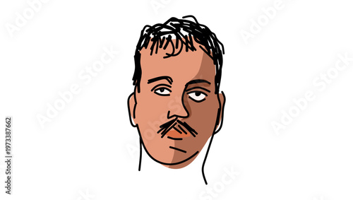 Giacomo Puccini  portrait, flat vector illustration