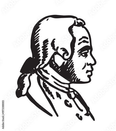Immanuel Kant vector sketch portrait illustration. Immanuel Kant was a German philosopher and one of the central thinkers of the Age of Enlightenment. Isolated hand drawn portrait