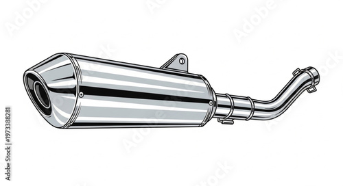 Motorcycle Exhaust System Illustration - Sleek and Detailed Design.