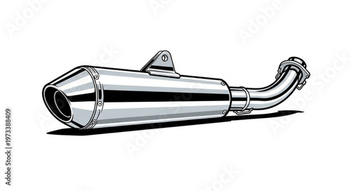 Detailed Illustration of a Motorcycle Exhaust System Component.
