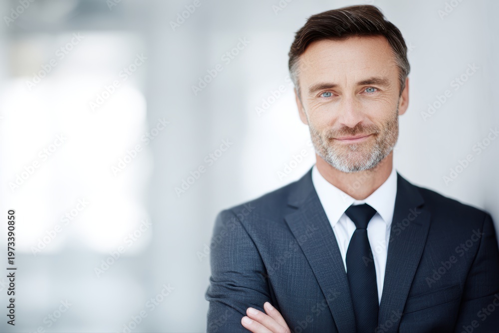 Fototapeta premium Corporate leadership concept confident CEO portrait office background