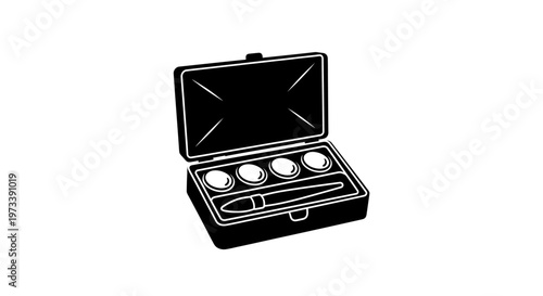 Black open jewelry case with pearls.
