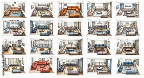 Home Furniture Layout Planning Top View Interior Design Sketch Modern Arrangement Drawing Concept