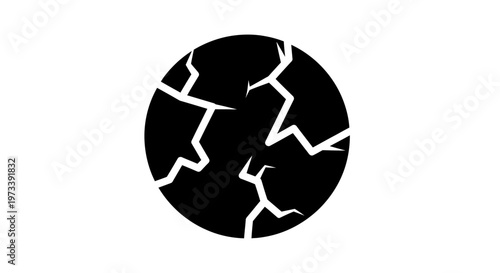 Cracked broken shattered black circle.