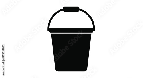 A simple black bucket illustration with a handle presented as a silhouette