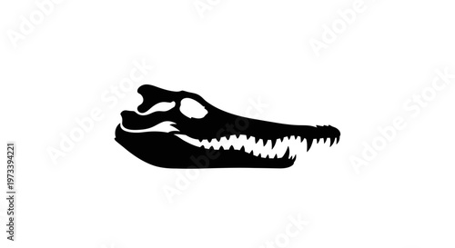 Black silhouette of dinosaur skull.