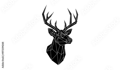 Geometric deer head silhouette modern vector icon