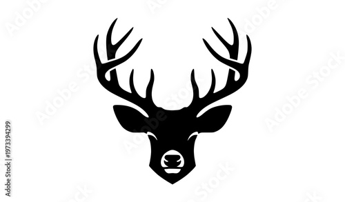 Front view deer head silhouette vector illustration icon
