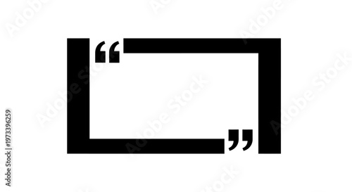 Black quotation mark symbol graphic.