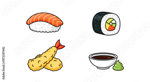 Sushi and Japanese food ingredients.