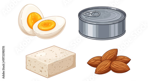 Food items on a white background.