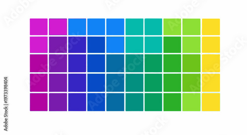 Grid of rounded squares displaying a gradient of purple to yellow colors