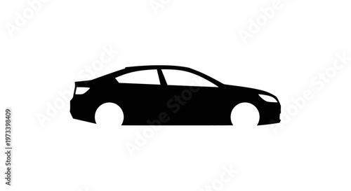 Black sedan car side view profile.